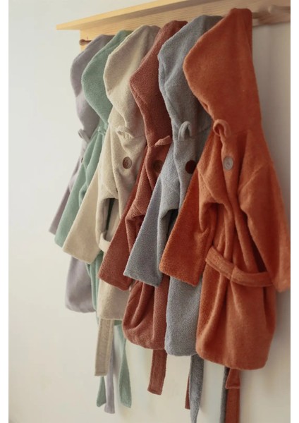 Özel Buldan Dokuması %100 Saf Pamuk Çocuk Bornozu