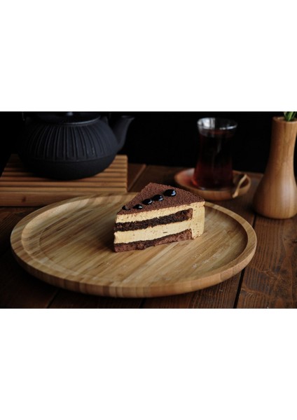 Bambu Lily Dönen Servis Tabağı, 28CM, Kahverengi, Şık ve Kullanışlı. modelleri