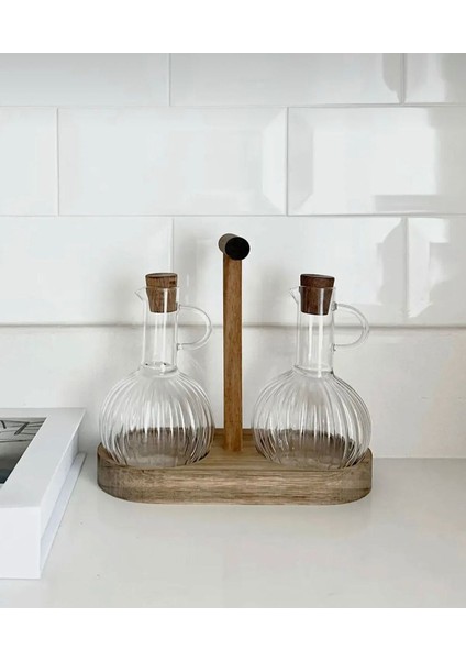 2'li Bambu Standlı Cam Yağdanlık Seti, Ekru, Şık ve Pratik Kullanım indirimleri