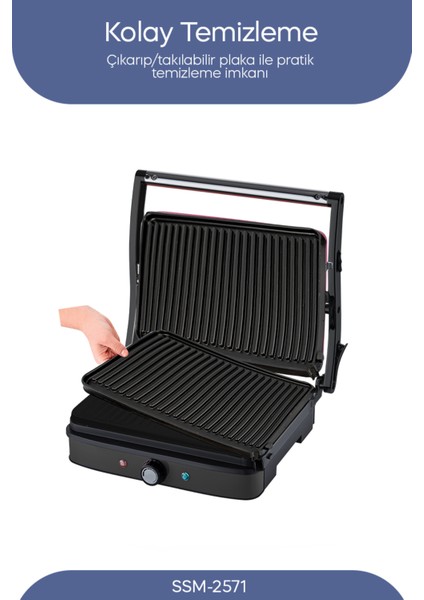 2000 W Siyah Tost Makinesi, Pratik ve Şık Tasarım fiyatları