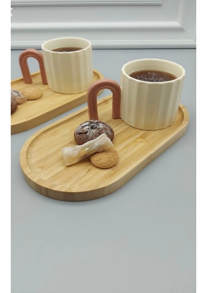 Bambu Oval Sunumluk Seti Çay Kahve Sunumluğu 2 Parça fiyatları