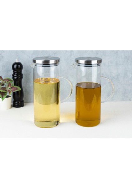 Iki Parça Metal Kapaklı 1500 ml Yağdanlık Seti, Gri Renk