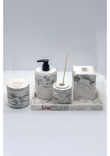 7'li Mermer Desenli Görünümlü Banyo Seti Tuvalet Wc Sıvı Sabunluk Diş Fırçalığı Beton Aksesuar Takım fiyatları