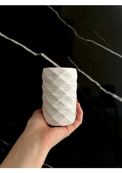 Dekoratif Beton Diş Fırçalık El Yapımı Banyo Aksesuarı Masaüstü Kalem Kutusu