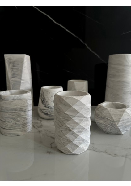 Dekoratif Beton Diş Fırçalık El Yapımı Banyo Aksesuarı Masaüstü Kalem Kutusu