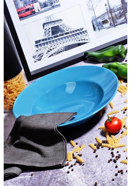 Mavi 26CM Makarna Tabağı, Şık ve Dayanıklı Porselen Tabak