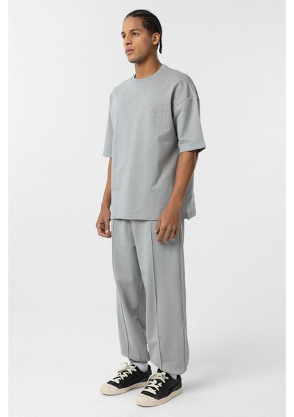 Oversize Baskılı Eşofman Takım Gri modelleri