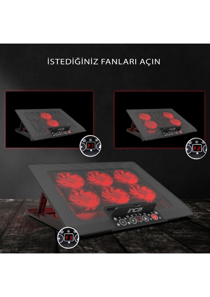 INC-601GMS 6x Fan, Control Panel, 2x Usb, 6 Stage Gamıng Notebook Cooler 7 "-17" 50 TL STEAM CÜZDAN KODU)