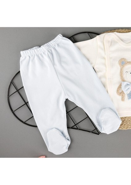 Pamuklu Ayıcık Nakışlı 3'lü Unisex Zıbın Set modelleri