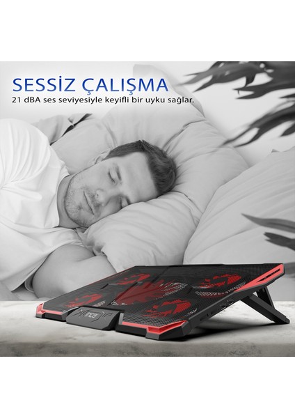 INC-611GMS Arrax Gamıng Notebook Cooler 5x Fan, 6 Steps, 2x Usb, 13 "-17"