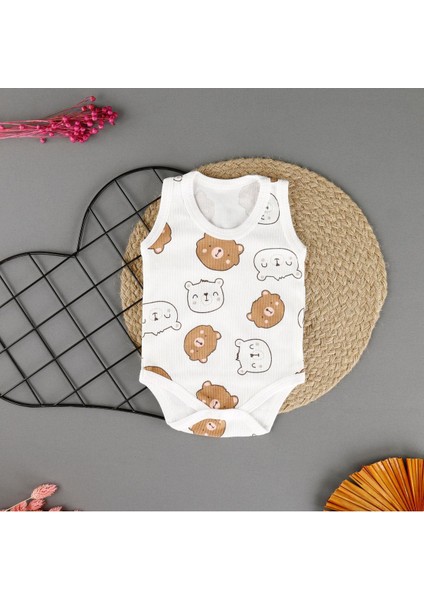 Pamuklu Ayıcık Desenli Çıtçıtlı Unisex Badi