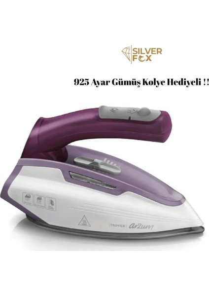 AR690 Tripper Seyahat Ütüsü Mor & Sılverfox Gümüş Kolye Hediye