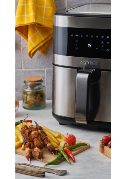 Geniş Kapasiteli Airfryer 6.5 Lt ve 3'lü Çelik Izgara Seti Siyah fırsatları