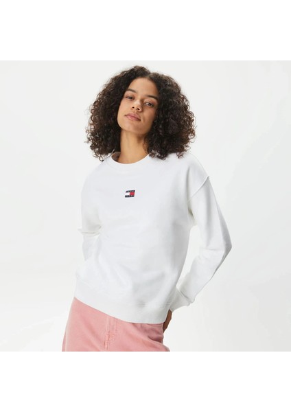 Tjw Armalı Kutu Kesim Bisiklet Yaka Kadın Beyaz Kazak DW0DW17325YBH