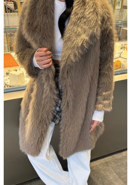 Kadın Astarlı Kürklü Uzun Mont P-00018371 fırsatları