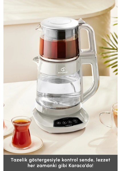 Aile Boyu Çok Fonksiyonlu Cam Çay ve Sıvı Isıtıcı, 1700W, Gri modelleri