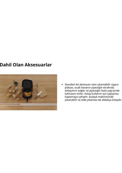 Hızlı ve Sağlıklı Pişirme Için Pratik Hava Fritöz Siyah Renkli