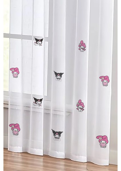 My Melodi ve Kuromili Kız Çocuk Odası Tül Perde (Pilesiz) Özel Ölçü Yapılır.