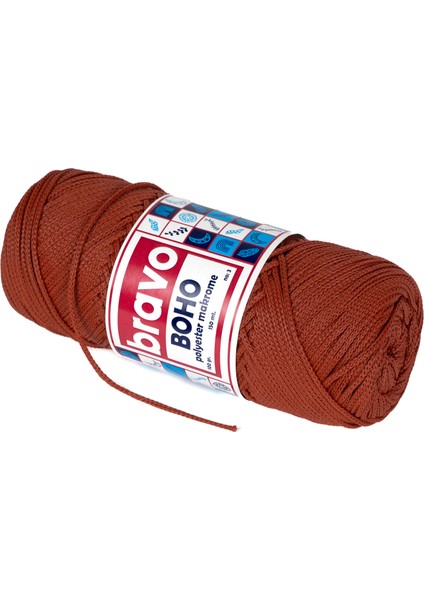 Boho Polyester Makrome İplik 100 gr 150 Metre 3 mm (Renk Kodu:118) Kiremit