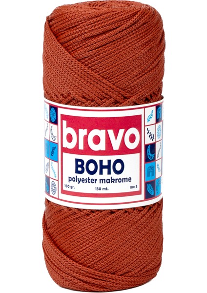 Boho Polyester Makrome İplik 100 gr 150 Metre 3 mm (Renk Kodu:118) Kiremit fiyatları