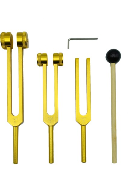 Paket Diyapazon Seti (128Hz, 256Hz, 512Hz) Tabansız Ses Titreşim Aleti Için Çekiçli, Altın (Yurt Dışından)