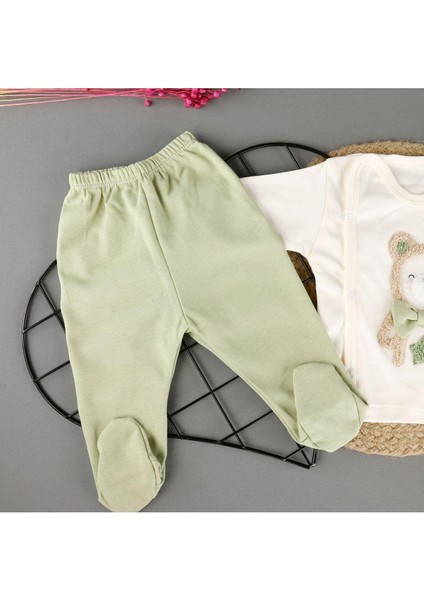 Pamuklu Ayıcık Nakışlı 3'lü Unisex Zıbın Set fırsatları