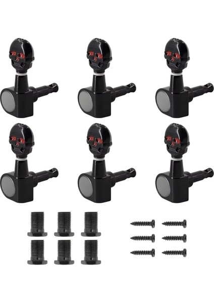 Adet Kafatası Başlı Gitar Akort Burgusu Metal Akort Burguları Elektrik Yedek Parçaları 6r (Yurt Dışından)