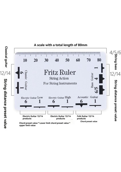 Gitar Tel Yüksekliği Ölçüm Aleti Çok Işlevli Özellikler Cetvel Kart Lutçu (Yurt Dışından) fırsatları