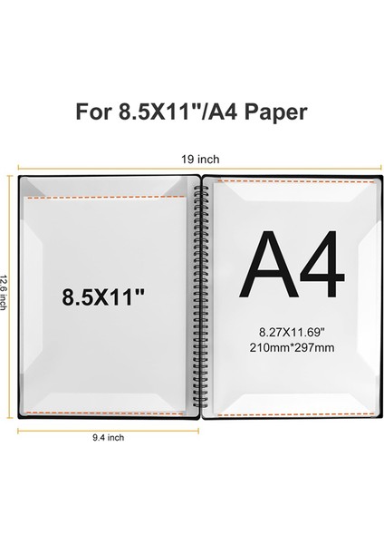 Nota Klasörü, 60 Sayfa Kapasite, Nota/tutucu, A4 Harf Boyutuna Uygun, Yazılabilir ve Çıkarılabilir (Mavi) (Yurt Dışından) modelleri