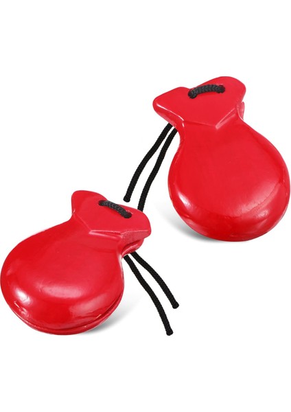 1 Çift Ispanyol Kastanyetleri Flamenko Telli Geleneksel Ahşap El Perküsyon Kastanyetleri (Kırmızı) (Yurt Dışından)