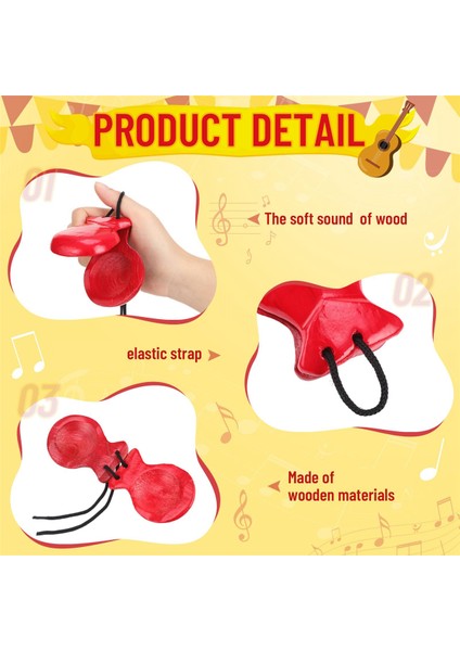 1 Çift Ispanyol Kastanyetleri Flamenko Telli Geleneksel Ahşap El Perküsyon Kastanyetleri (Kırmızı) (Yurt Dışından) fiyatları
