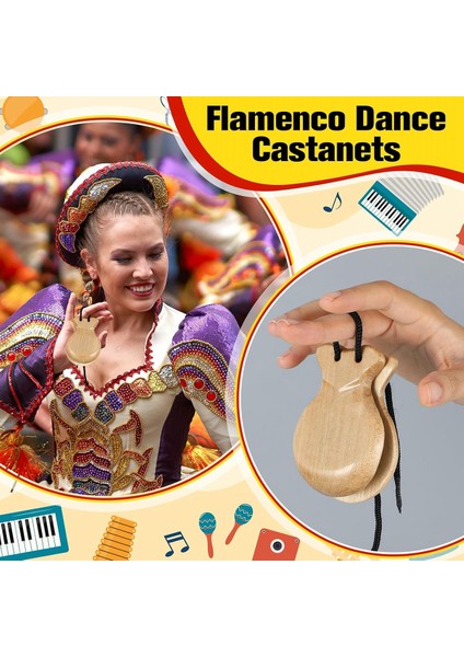 4 Adet Ispanyol Kastanyet Geleneksel Flamenko Ahşap El Perküsyon Müzik Aleti Başlangıç Seviyesi-B (Yurt Dışından) fırsatları
