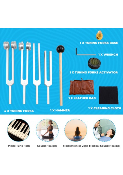 Şifa Için Diyapazon Seti 128Hz, 136.1Hz, 256Hz, 384Hz & Aktivatör, Şifa, Ses Terapisi, Vücudu Koru (Yurt Dışından) indirimleri