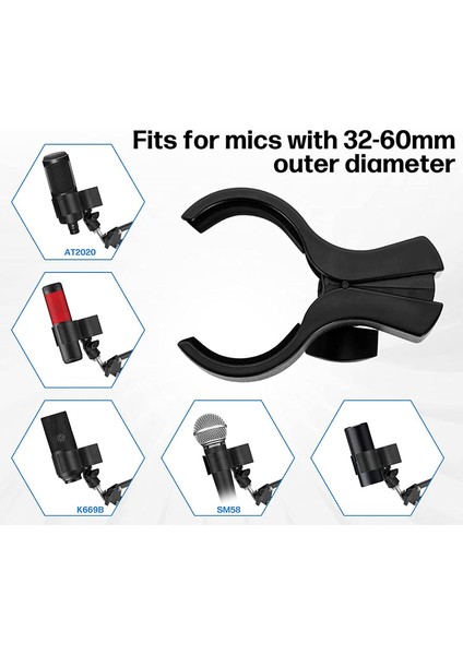 2 Adet Mikrofon Klipsi Tutucu, 5/8 Inç Erkek - 3/8 Vida Adaptörü ile Ayarlanabilir Mikrofon Tutucu Kelepçesi (Yurt Dışından) indirimleri
