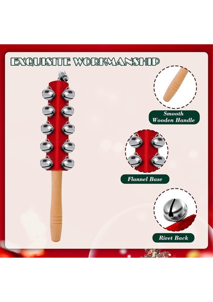 Adet Noel Çanları Ahşap Saplı Jingle Enstrüman Müzikal El Çanı Perküsyon (Yurt Dışından) indirimleri
