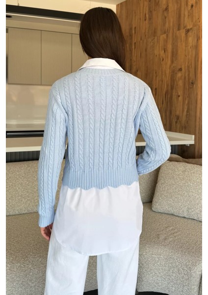 Kadın Gömlek Garnili Örgü Detaylı Triko Bluz ( S-M-L Beden Uyumludur) P-00012679 fırsatları