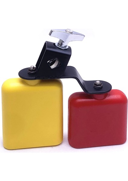 Jam Block Müzikal Perküsyon Enstrümanı Latin Davul Çift Monteli Çan (Kırmızı-Sarı) (Yurt Dışından)