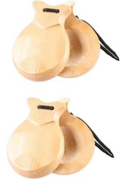 Çift Ispanyol Kastanyetleri Flamenko Telli Geleneksel Ahşap El Perküsyon Kastanyetleri (Ahşap Rengi) (Yurt Dışından)