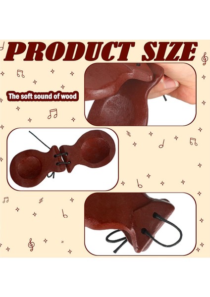 Çift Ispanyol Kastanyetleri Flamenko Telli Geleneksel Ahşap El Perküsyon Kastanyetleri (Ahşap Rengi) (Yurt Dışından) modelleri