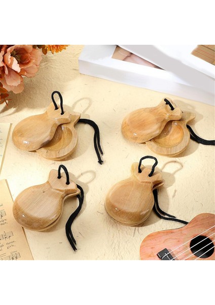 Çift Ispanyol Kastanyetleri Flamenko Telli Geleneksel Ahşap El Perküsyon Kastanyetleri (Ahşap Rengi) (Yurt Dışından) indirimleri