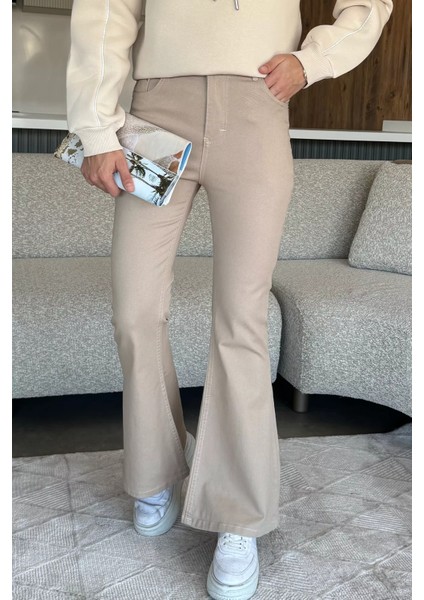 Ispanyol Paça Likralı Kadın Gabardin Pantolon P-00012118