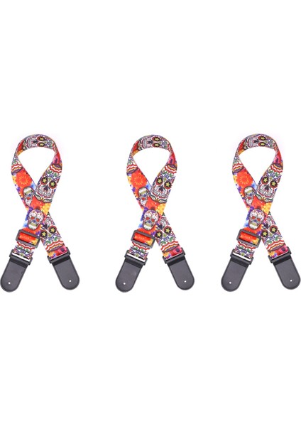 Kafatası Deri Naylon Floresan Baskılı Folk Gitar Askısı Elektrik Askısı, Akustik Askı, A (Yurt Dışından)