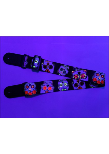 Kafatası Deri Naylon Floresan Baskılı Folk Gitar Askısı Elektrik Askısı, Akustik Askı, A (Yurt Dışından) fırsatları