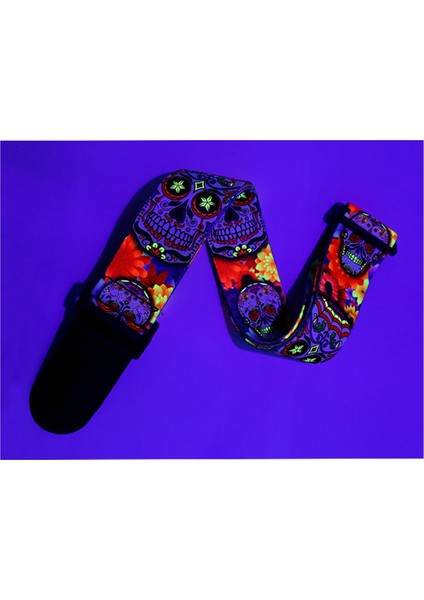 Kafatası Deri Naylon Floresan Baskılı Folk Gitar Askısı Elektrik Askısı, Akustik Askı, A (Yurt Dışından) indirimleri