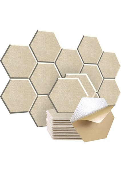 12 Parça Altıgen Akustik Panel, 12X10X 0.4 Inç, Ev ve Ofis Için Şık Duvarlar (Açık Deve Rengi) (Yurt Dışından)