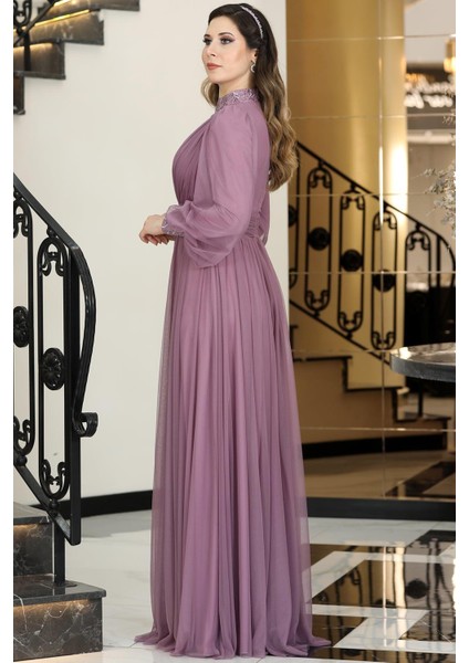 Seyran Tesettür Abiye Lila