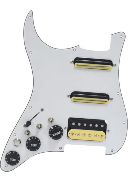 Beyaz 3 Katmanlı Elektrik Gitar Humbucker Sol El Pickguard Manyetiği Tek Kesim Kablolama Yüklenmiş Önceden Kablolanmış Anahtar (Yurt Dışından)