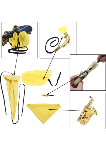 4 Adet Saksafon Temizleme Bezi Seti, Saksafon ve Diğer Nefesli Çalgılar Için, Ağızlık Fırçası Dahil (Yurt Dışından) fiyatları