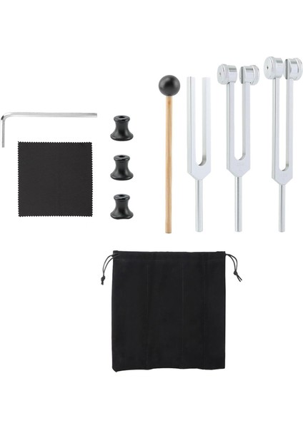 Şifa Için Diyapazon Seti (128Hz, 256Hz, 512Hz), Refleks Çekiciyle Diyapazon, Yoga, Ses Terapisi Için (Yurt Dışından)