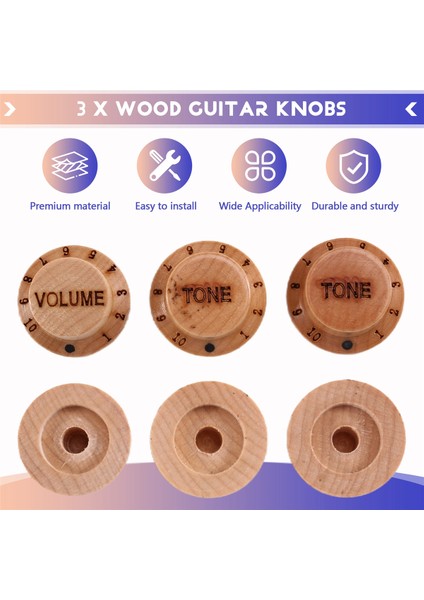 3 Adet Ahşap Gitar Düğmeleri Ses Ton Düğmelerini Kontrol Edin Elektrik Aksesuarları Bas Potansiyometresi Için Yedek Kapaklar (Yurt Dışından) fırsatları